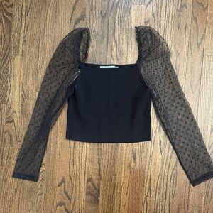 Petal and Pup Black Sheer long Sleeve Top